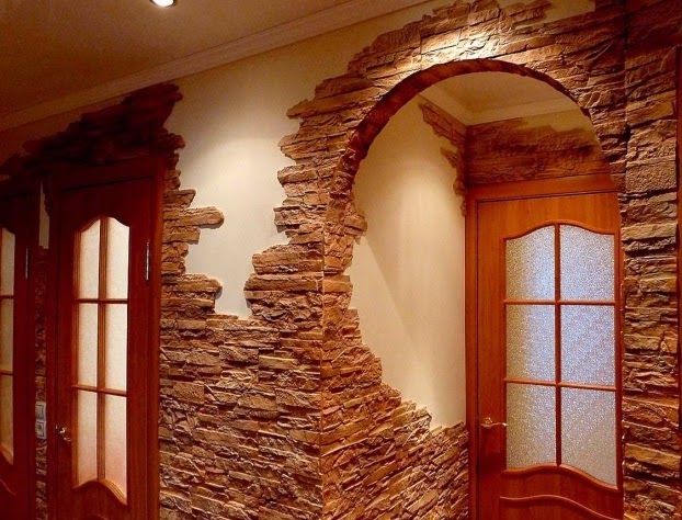 Украшение арок и стен декоративным камнем - эффектное оформление интерьера.